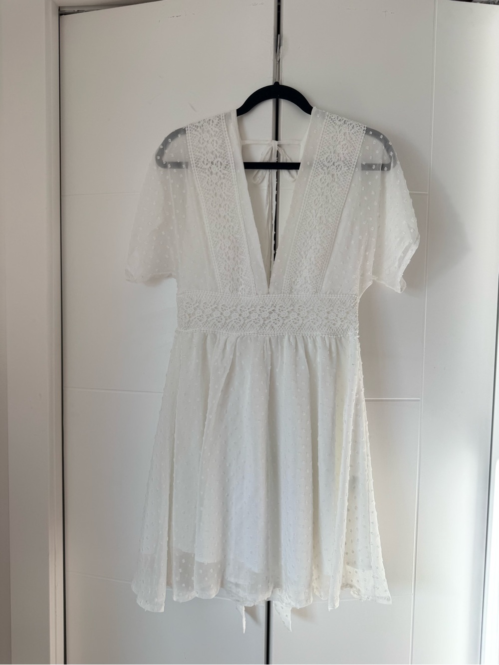 White Polka Dot and Lace Dress